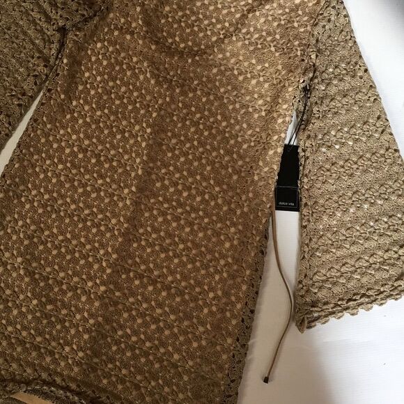 - DOLCE VITA KOSMO GOLD CROCHET DRESS WITH BELL SLEEVES  NWOT 249.00 - Picture 1 of 6